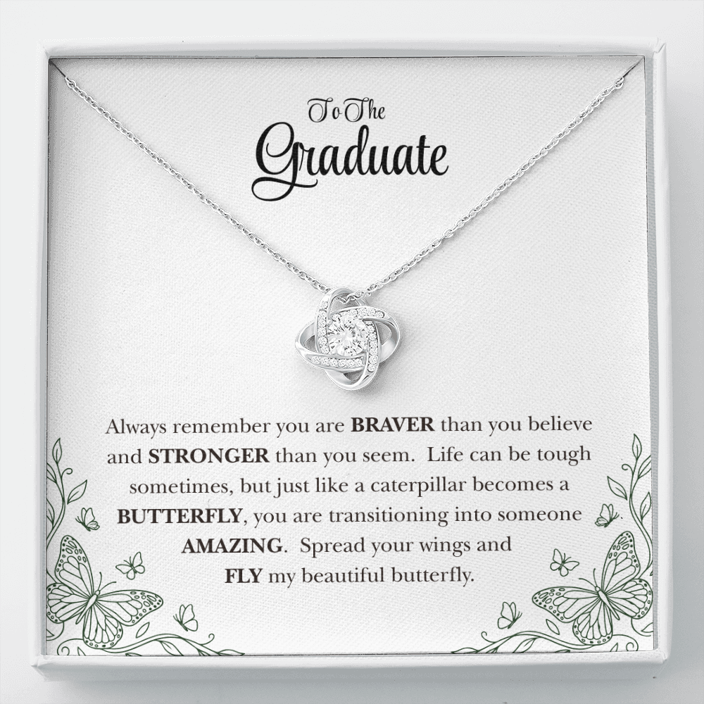 To My Graduate Daughter Inspirational Love Knot Necklace Gift