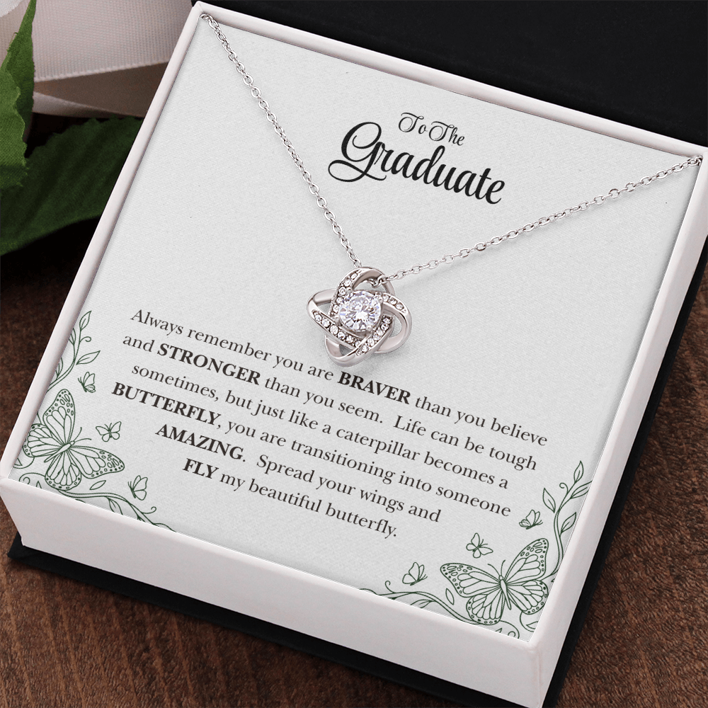 To My Graduate Daughter Inspirational Love Knot Necklace Gift