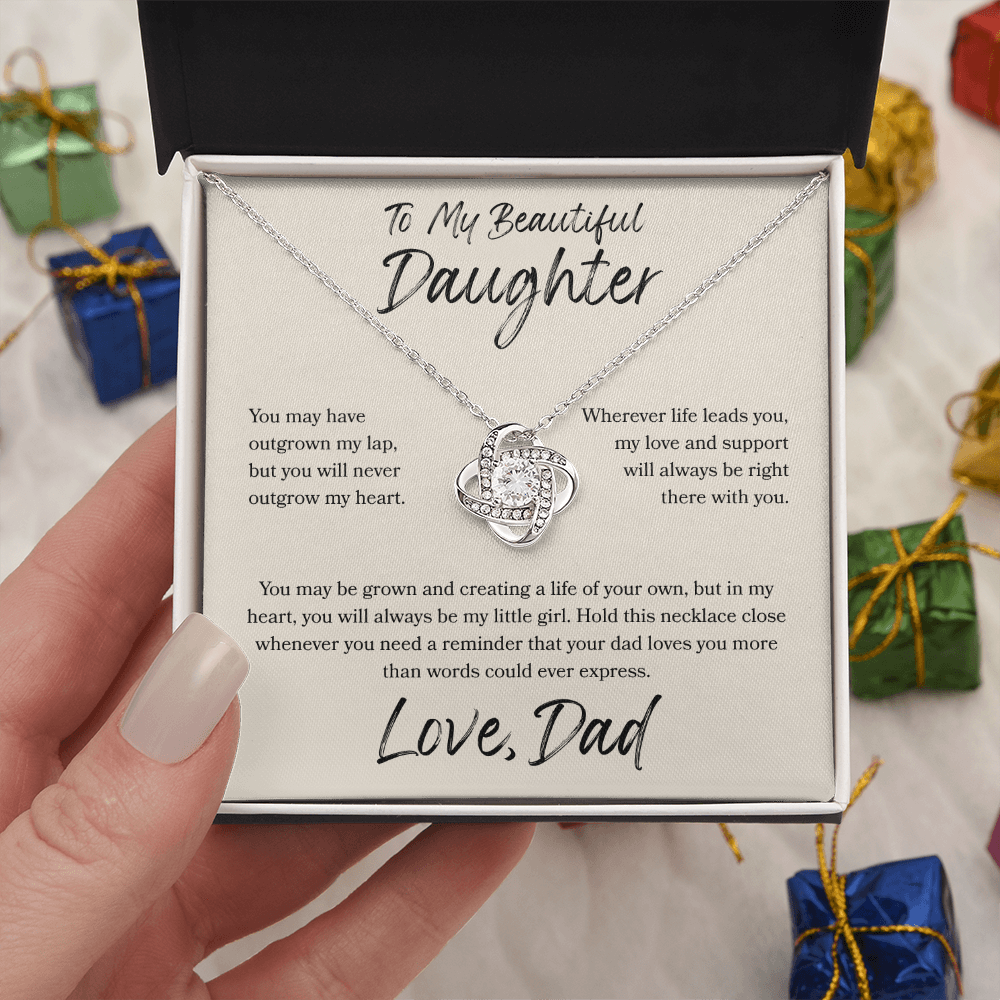 To My Daughter Love Knot Necklace – My Love Is Always With You Gift from Dad