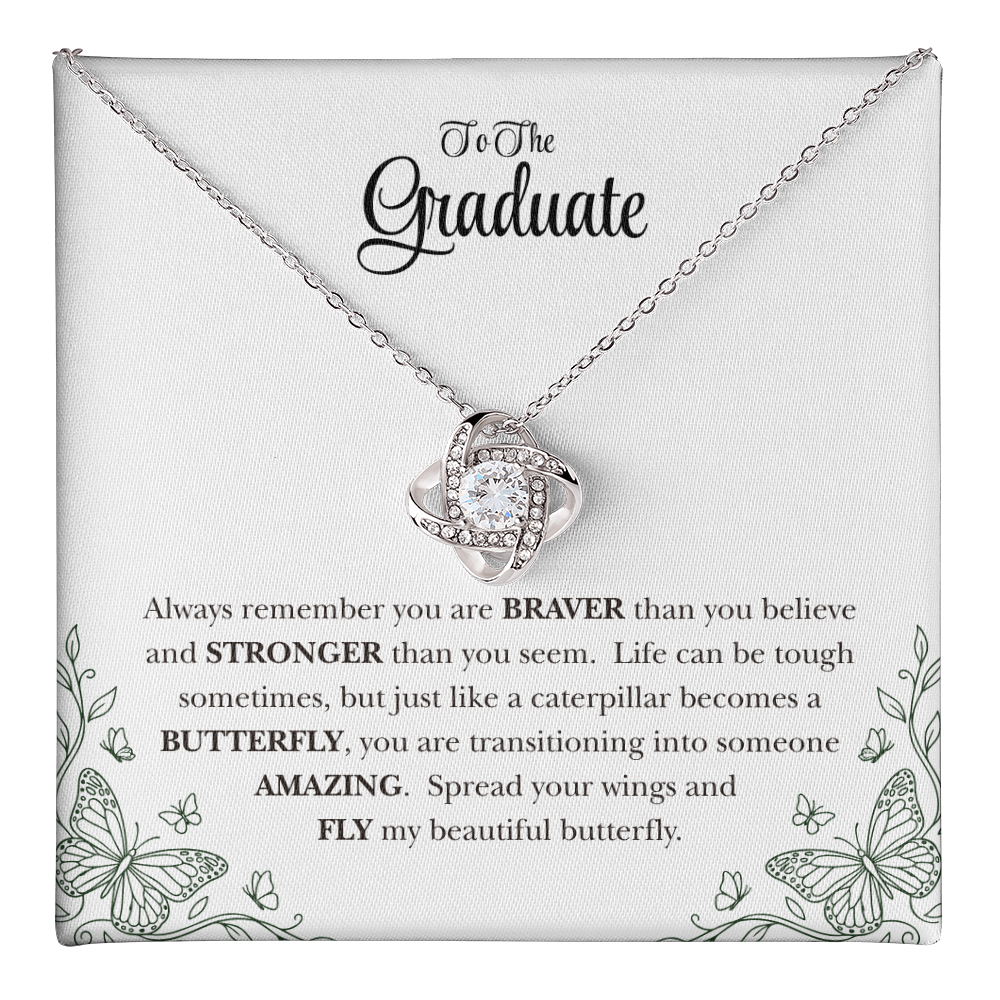 To My Graduate Daughter Inspirational Love Knot Necklace Gift