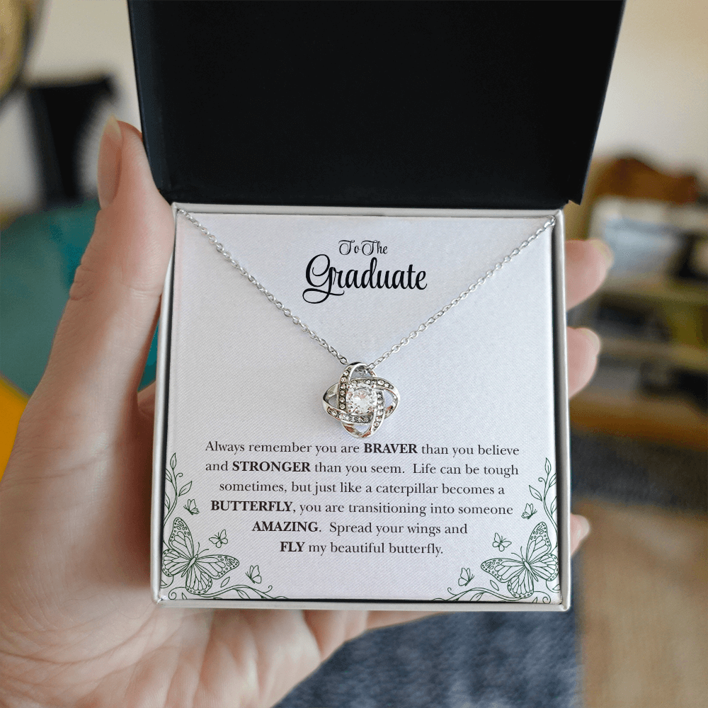 To My Graduate Daughter Inspirational Love Knot Necklace Gift