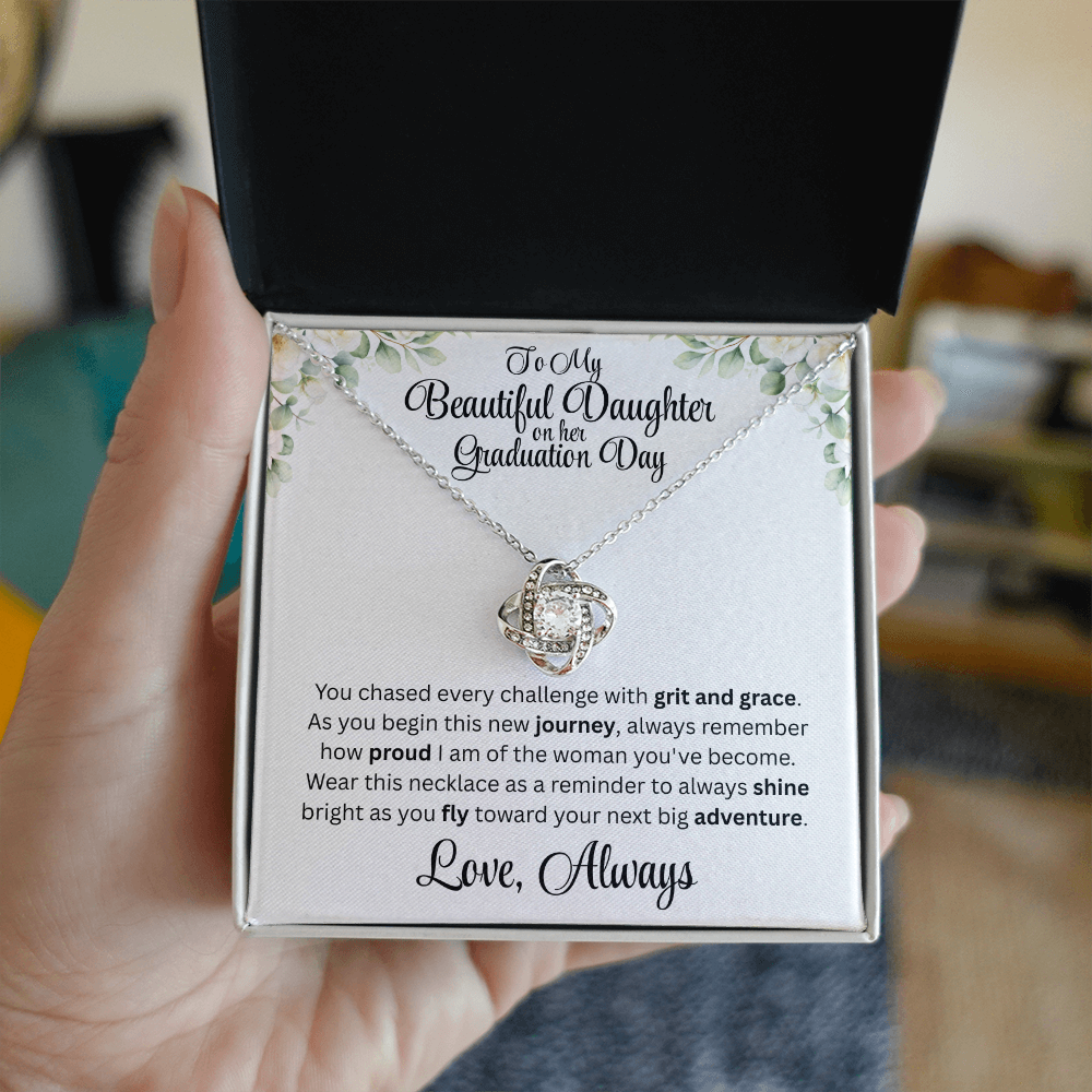 Graduation Day Necklace For Daughter With Inspirational Loving Message