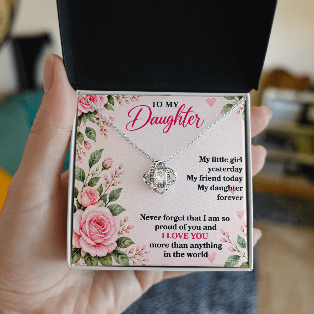 To My Daughter “My Little Girl Yesterday” Love Knot Necklace