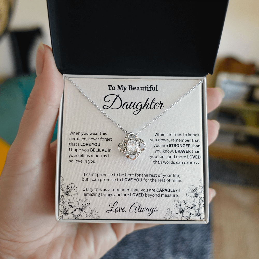 To My Beautiful Daughter Necklace – Wildflower Love & Strength Gift
