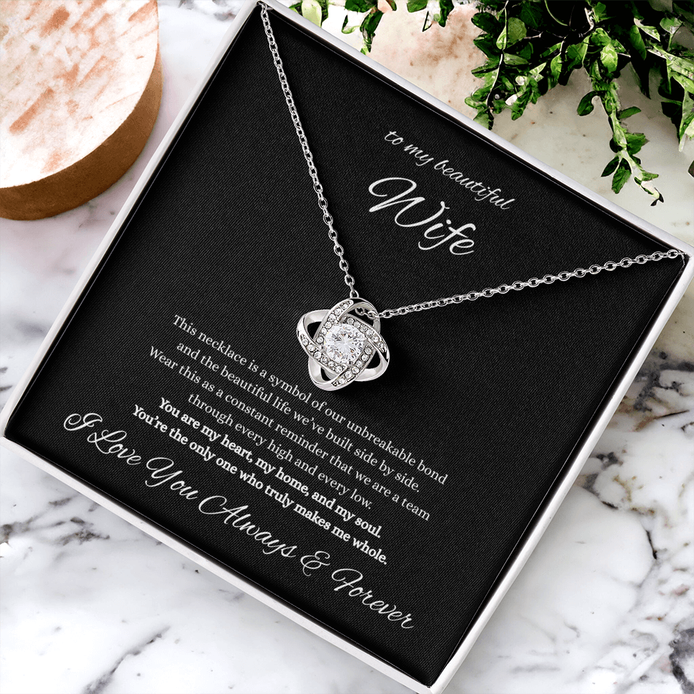 To My Beautiful Wife Love Knot Necklace – Forever Love Gift