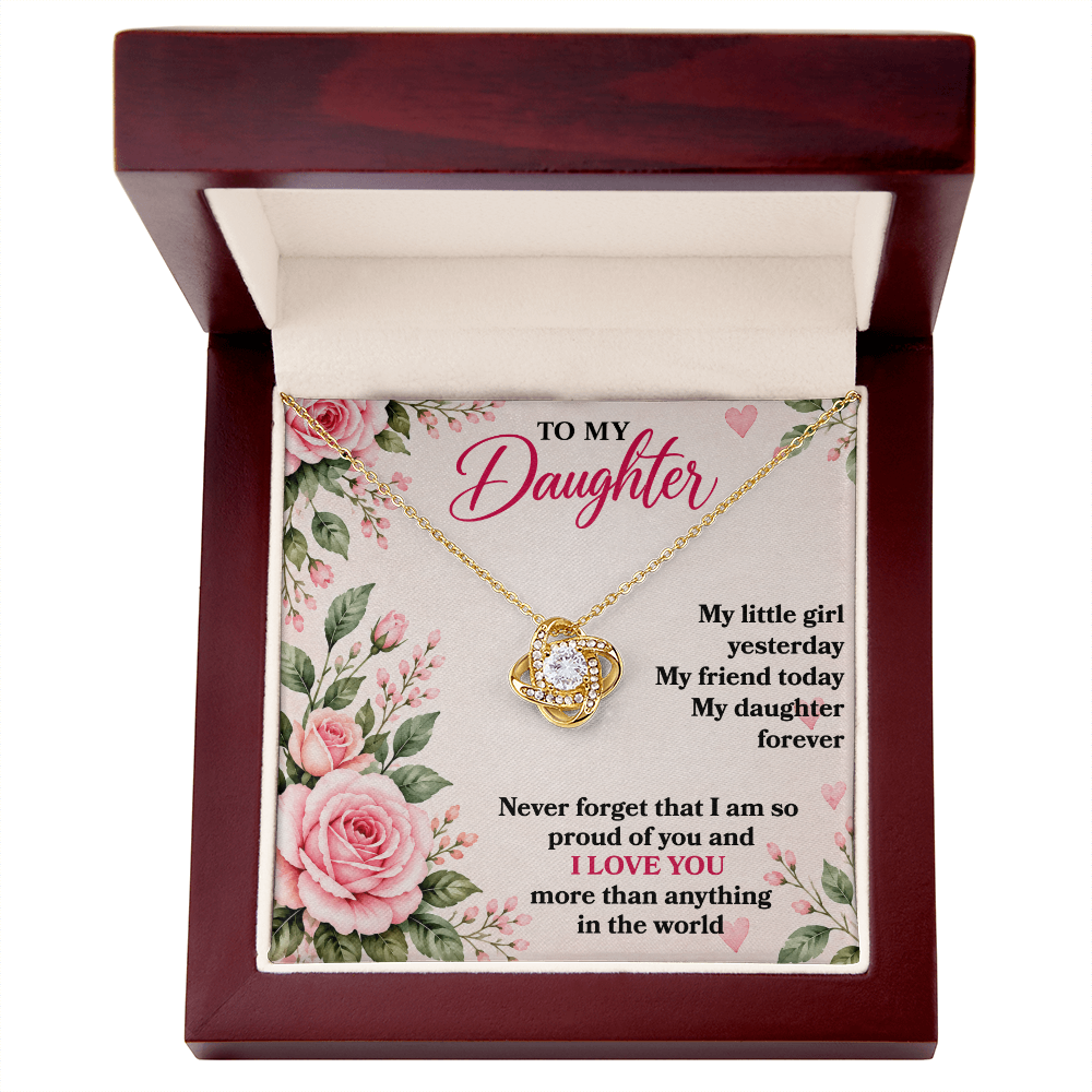 To My Daughter “My Little Girl Yesterday” Love Knot Necklace