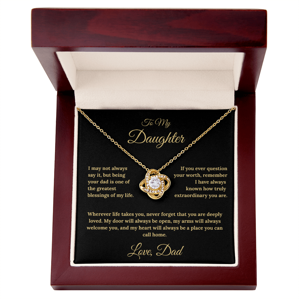 To My Daughter Love Knot Necklace – My Heart Is Your Home Gift from Dad