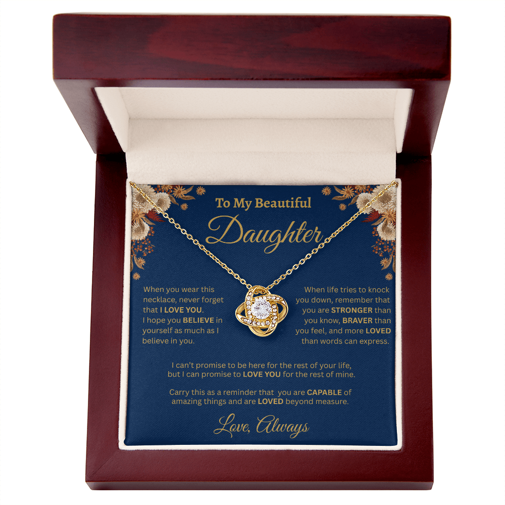 To My Beautiful Daughter Necklace – Golden Bloom Love & Strength Gift