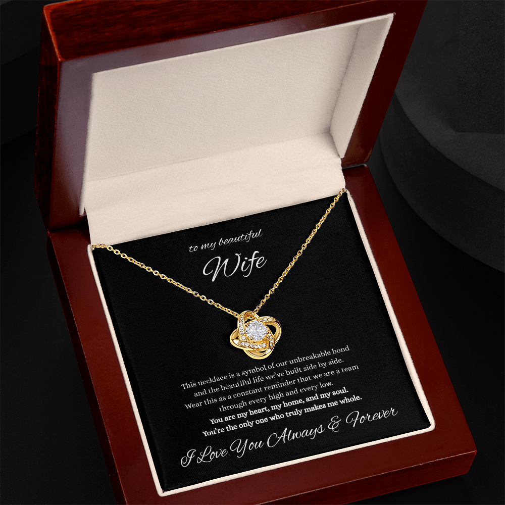 To My Beautiful Wife Love Knot Necklace – Forever Love Gift