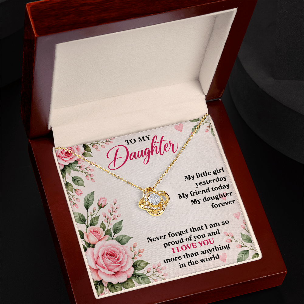 To My Daughter “My Little Girl Yesterday” Love Knot Necklace