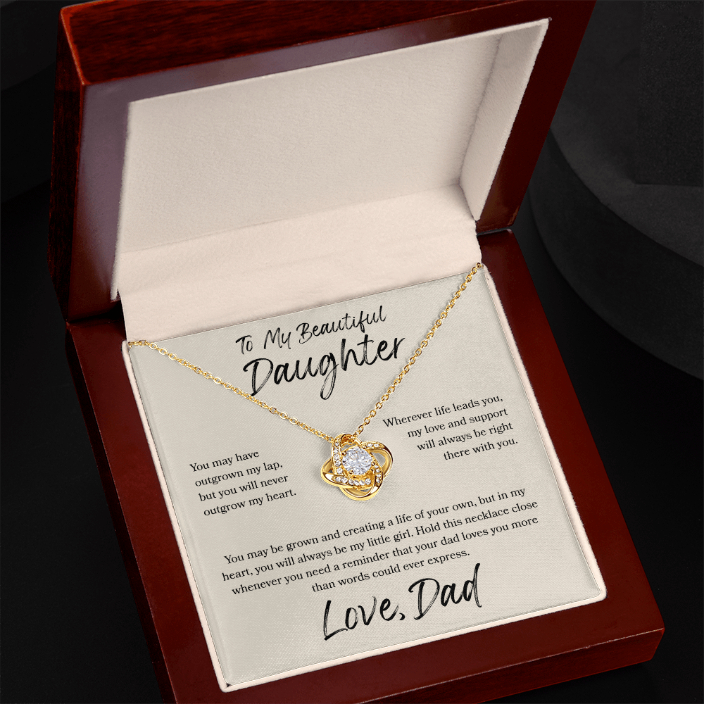 To My Daughter Love Knot Necklace – My Love Is Always With You Gift from Dad