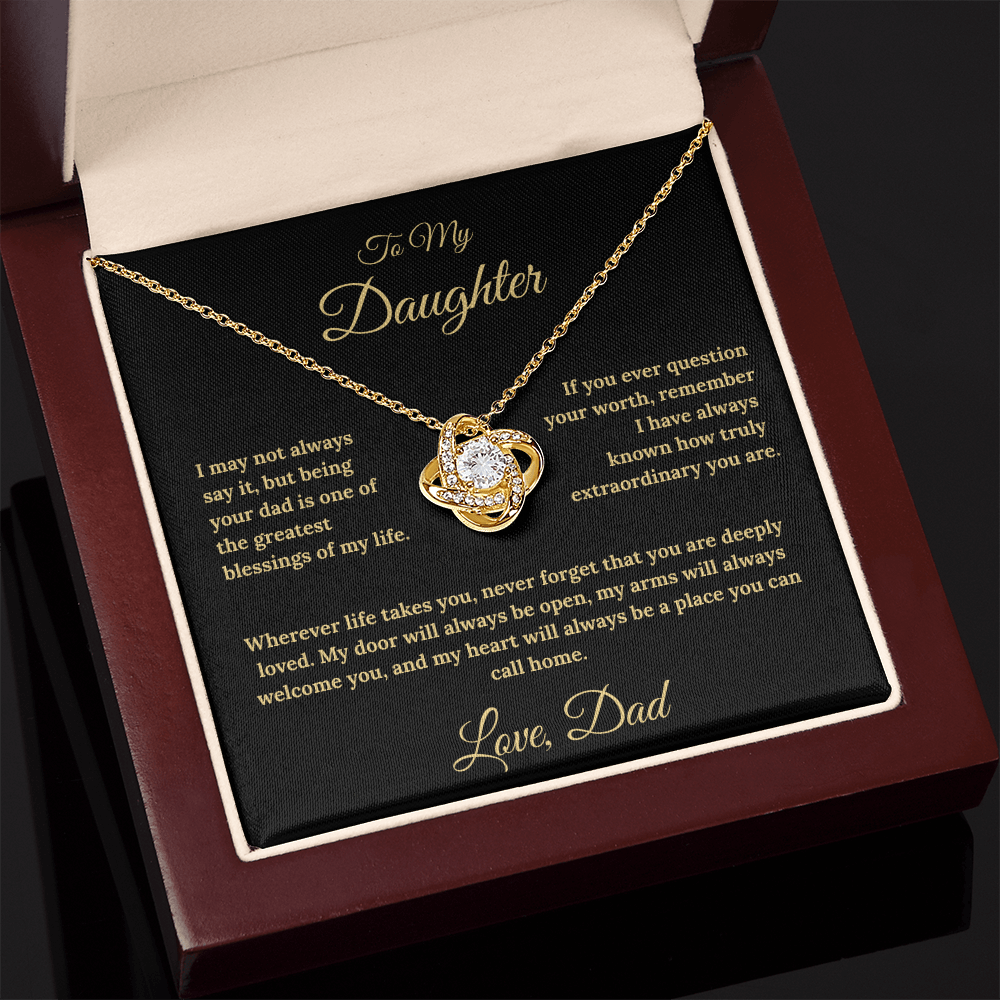 To My Daughter Love Knot Necklace – My Heart Is Your Home Gift from Dad