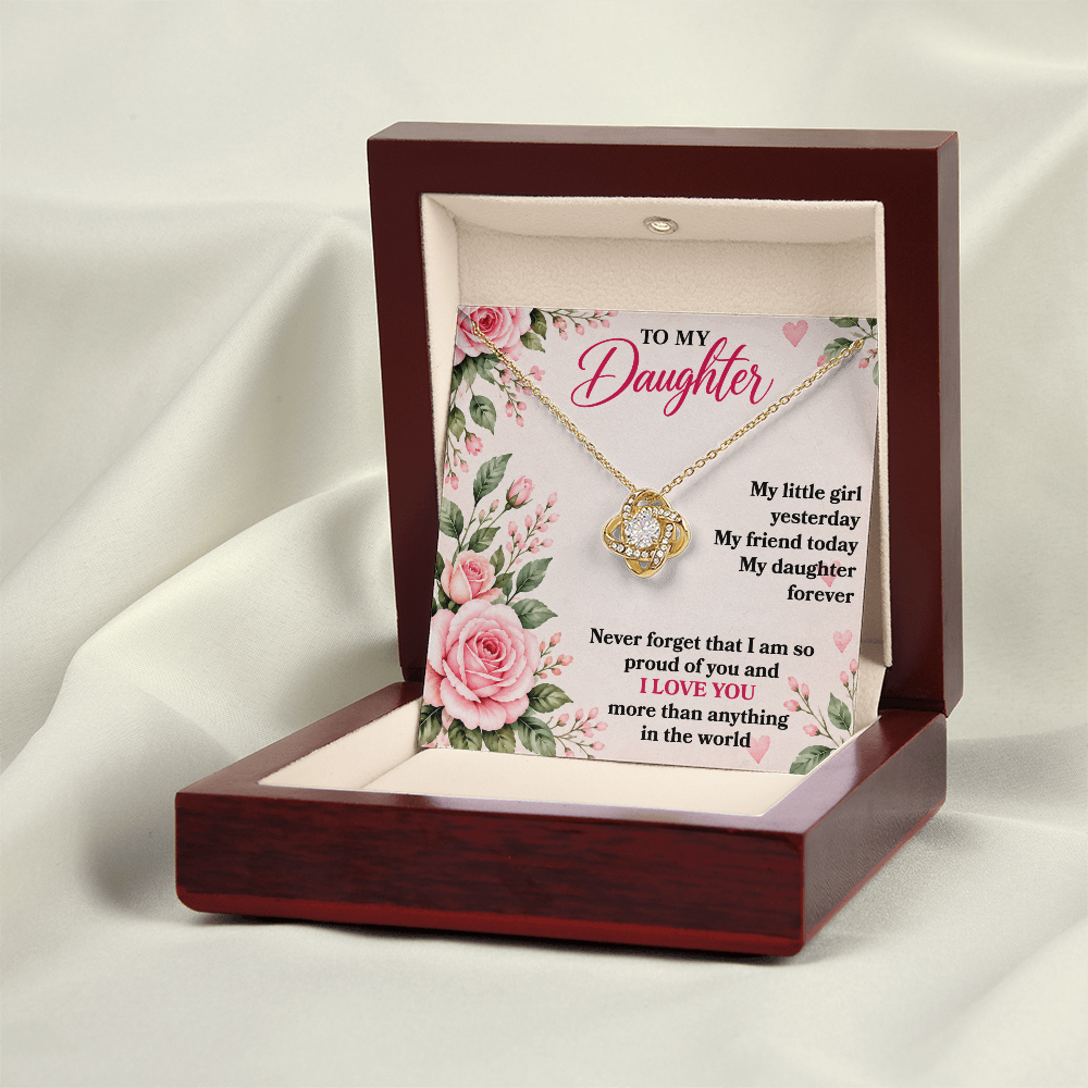 To My Daughter “My Little Girl Yesterday” Love Knot Necklace