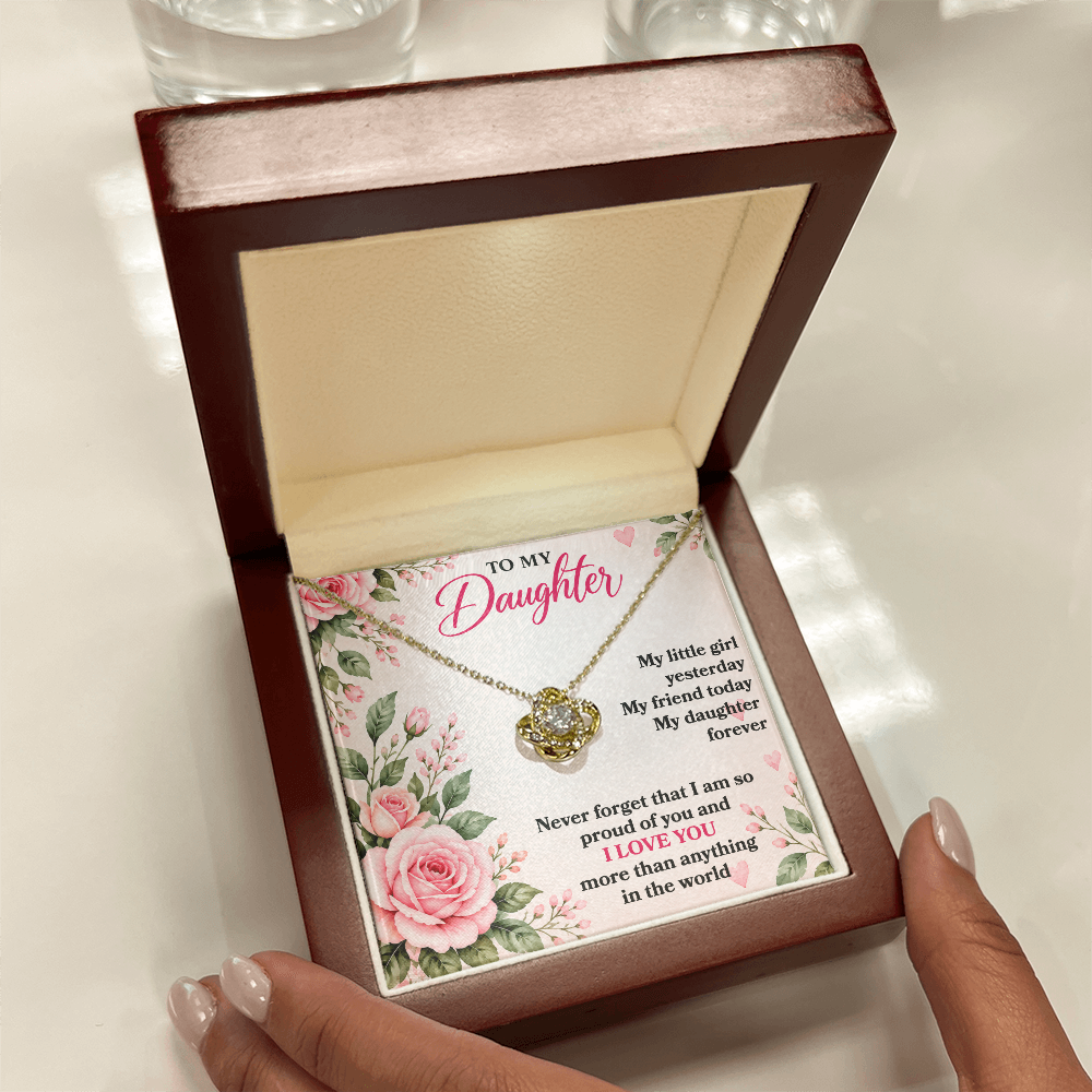 To My Daughter “My Little Girl Yesterday” Love Knot Necklace