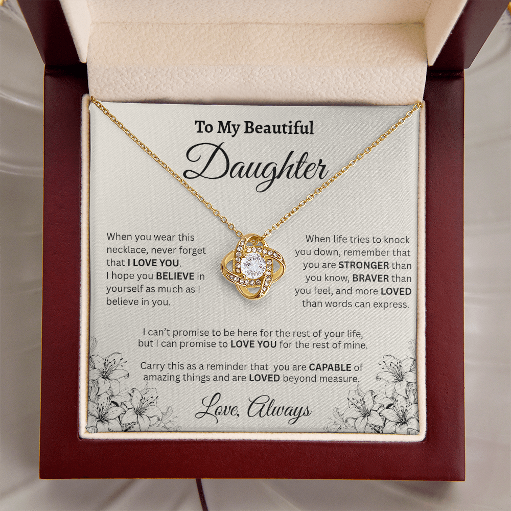 To My Beautiful Daughter Necklace – Wildflower Love & Strength Gift