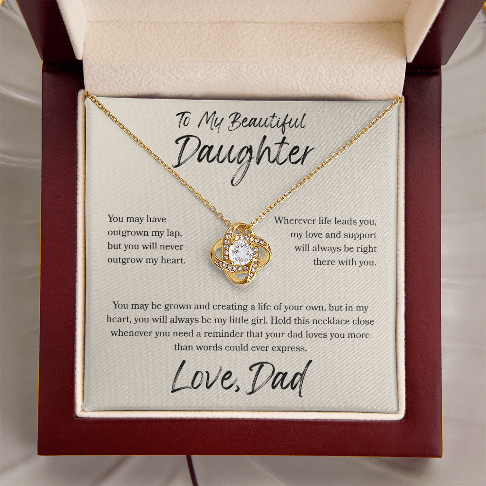 To My Daughter Love Knot Necklace – My Love Is Always With You Gift from Dad