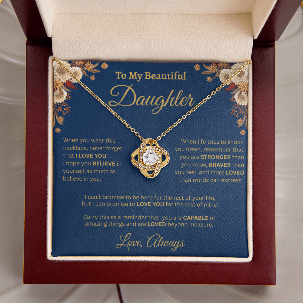 To My Beautiful Daughter Necklace – Golden Bloom Love & Strength Gift