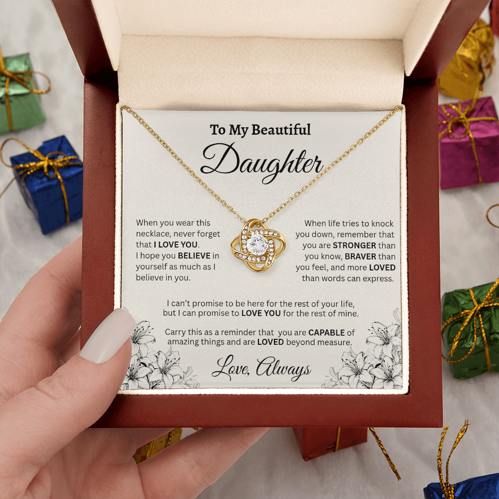 To My Beautiful Daughter Necklace – Wildflower Love & Strength Gift