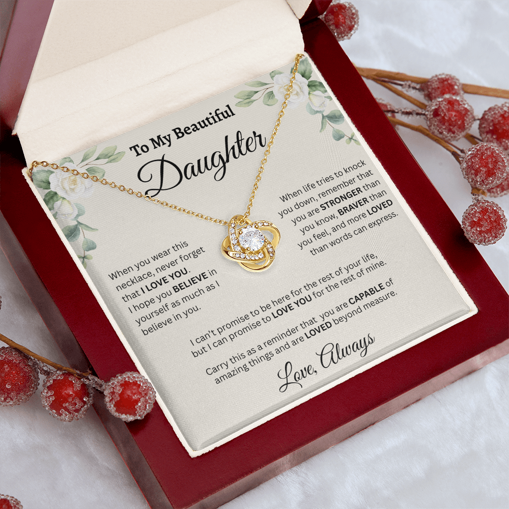 To My Beautiful Daughter Necklace – Believe in Yourself & Stay Strong