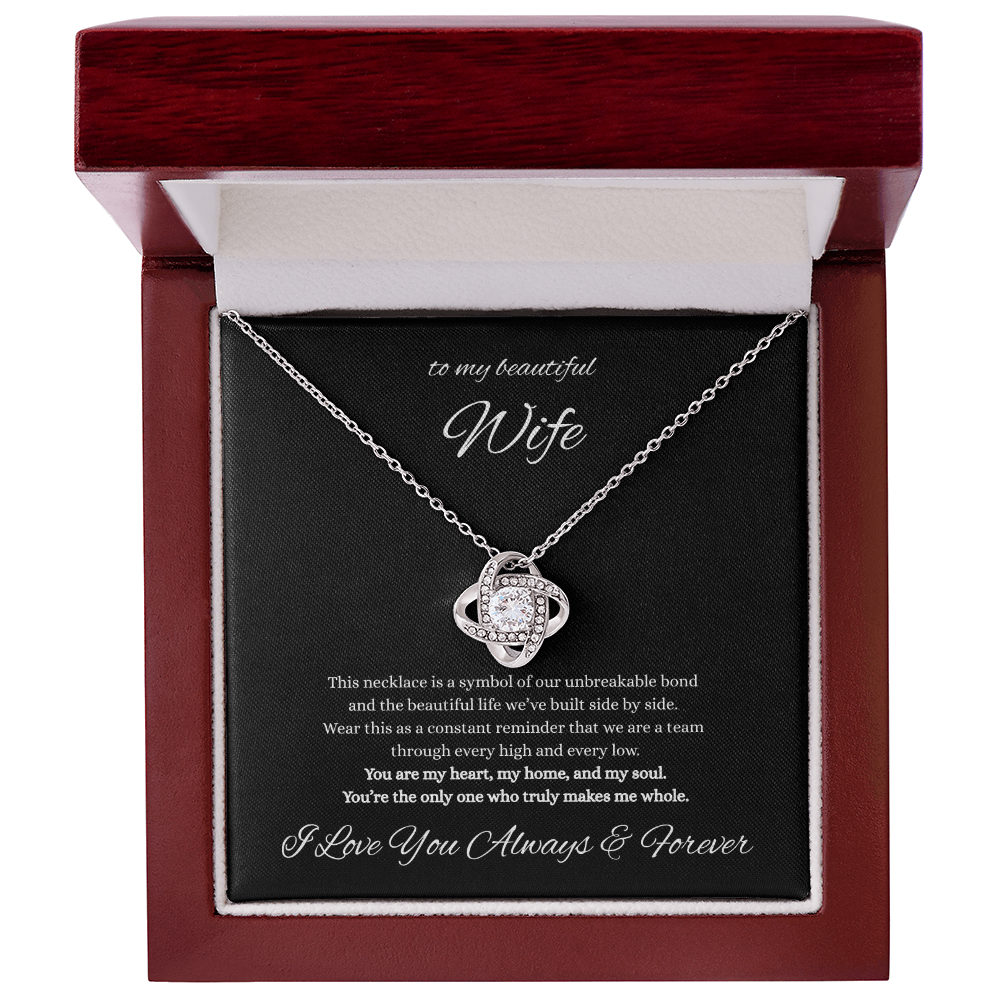 To My Beautiful Wife Love Knot Necklace – Forever Love Gift