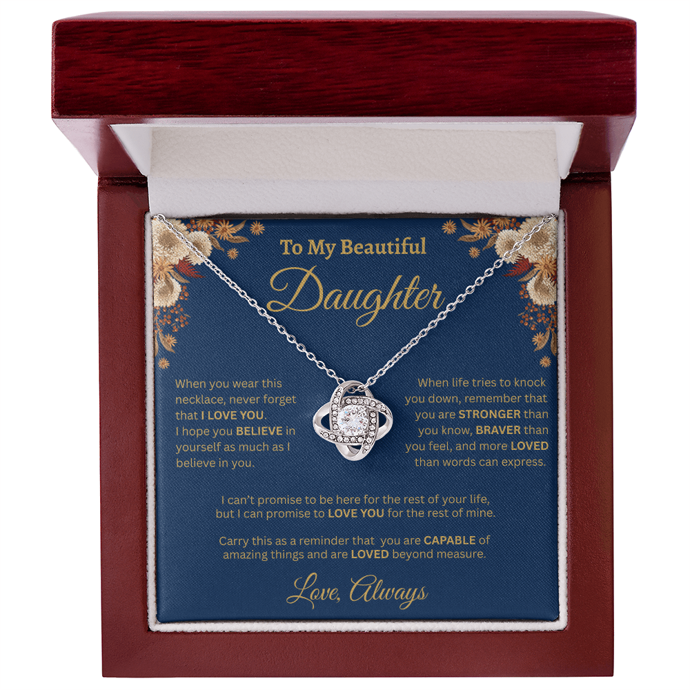 To My Beautiful Daughter Necklace – Golden Bloom Love & Strength Gift