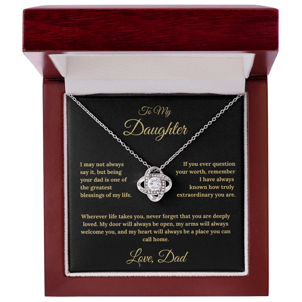 To My Daughter Love Knot Necklace – My Heart Is Your Home Gift from Dad