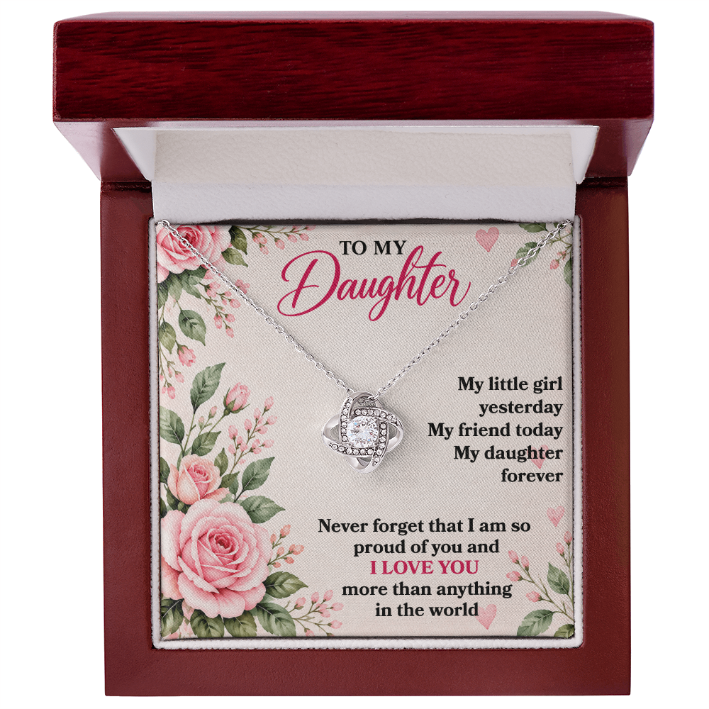 To My Daughter “My Little Girl Yesterday” Love Knot Necklace