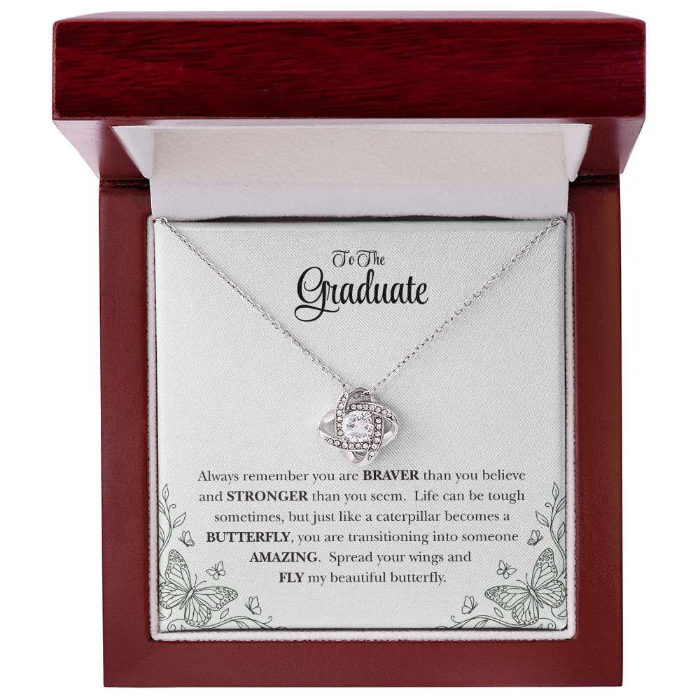 To My Graduate Daughter Inspirational Love Knot Necklace Gift