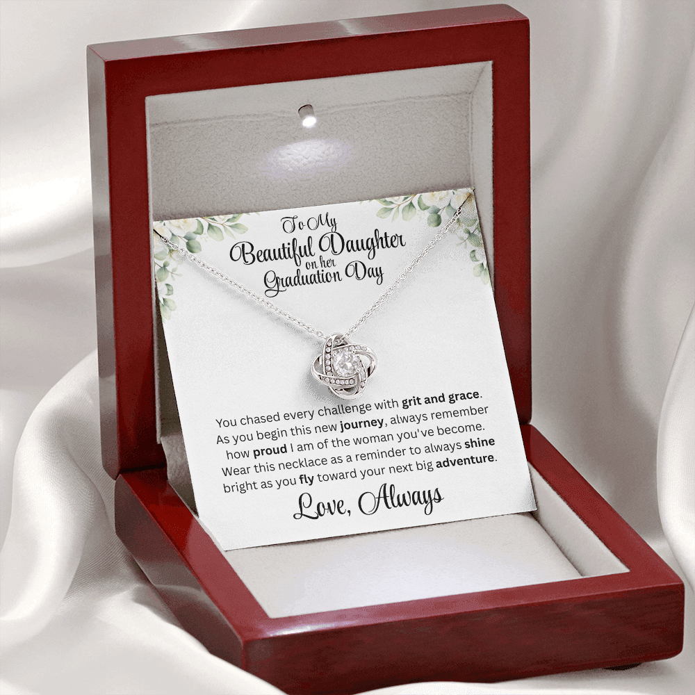 Graduation Day Necklace For Daughter With Inspirational Loving Message