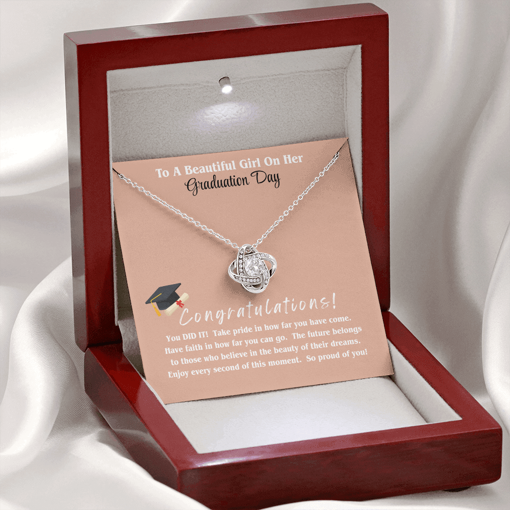 Graduation Gift Love Knot Necklace Daughter Forever Bond