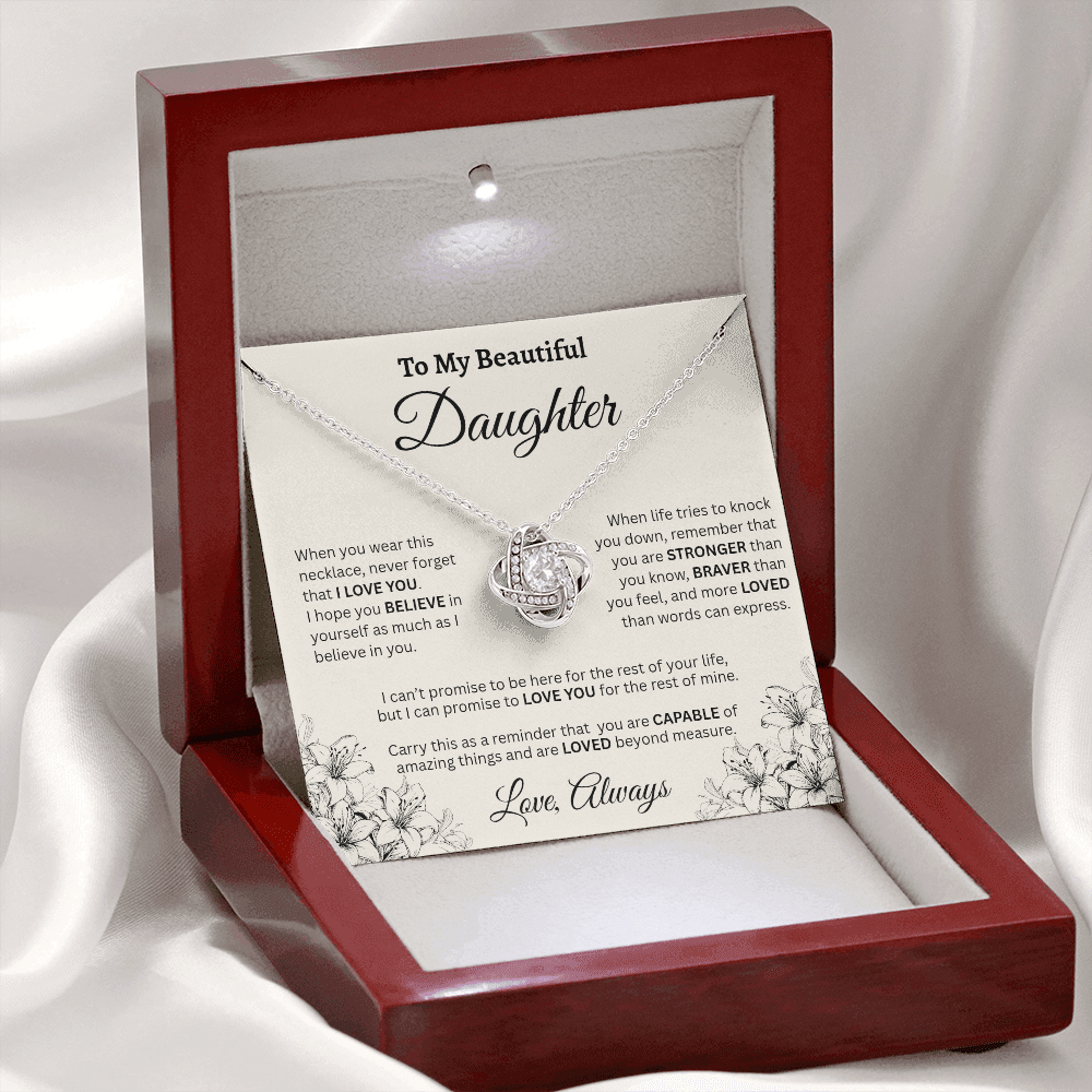 To My Beautiful Daughter Necklace – Wildflower Love & Strength Gift