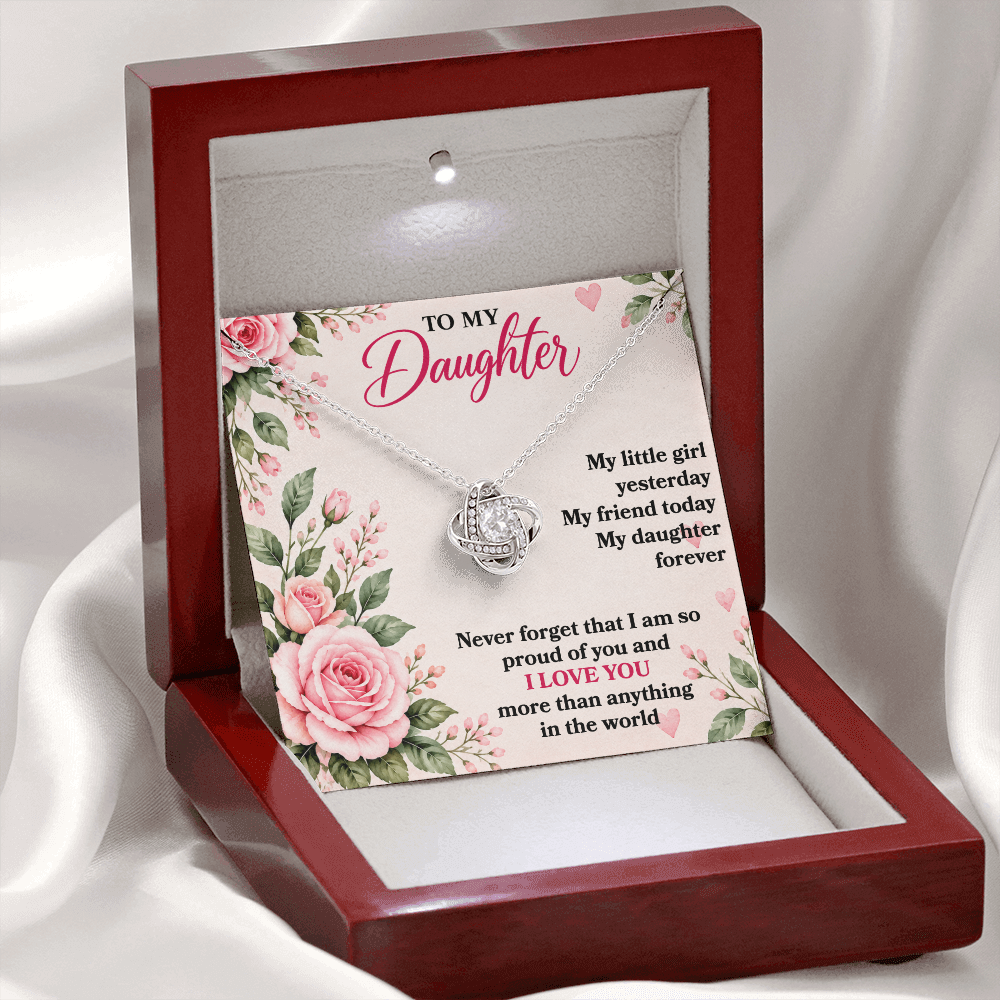 To My Daughter “My Little Girl Yesterday” Love Knot Necklace