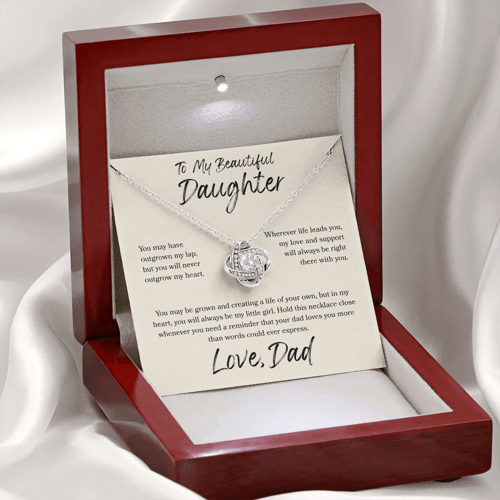 To My Daughter Love Knot Necklace – My Love Is Always With You Gift from Dad
