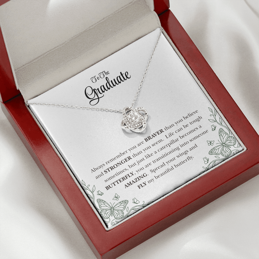 To My Graduate Daughter Inspirational Love Knot Necklace Gift