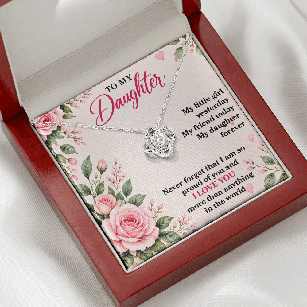 To My Daughter “My Little Girl Yesterday” Love Knot Necklace