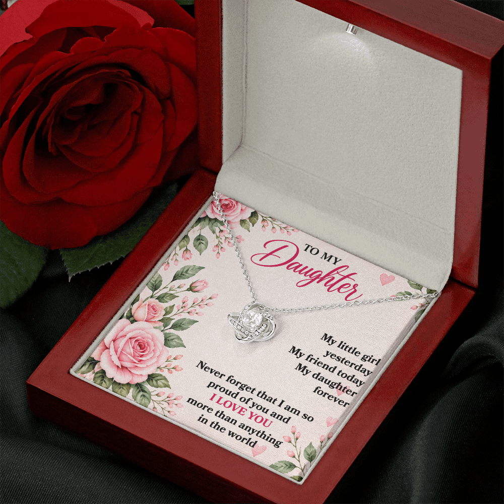 To My Daughter “My Little Girl Yesterday” Love Knot Necklace