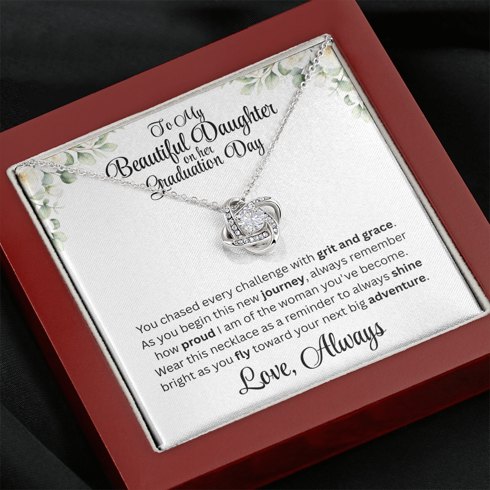 Graduation Day Necklace For Daughter With Inspirational Loving Message