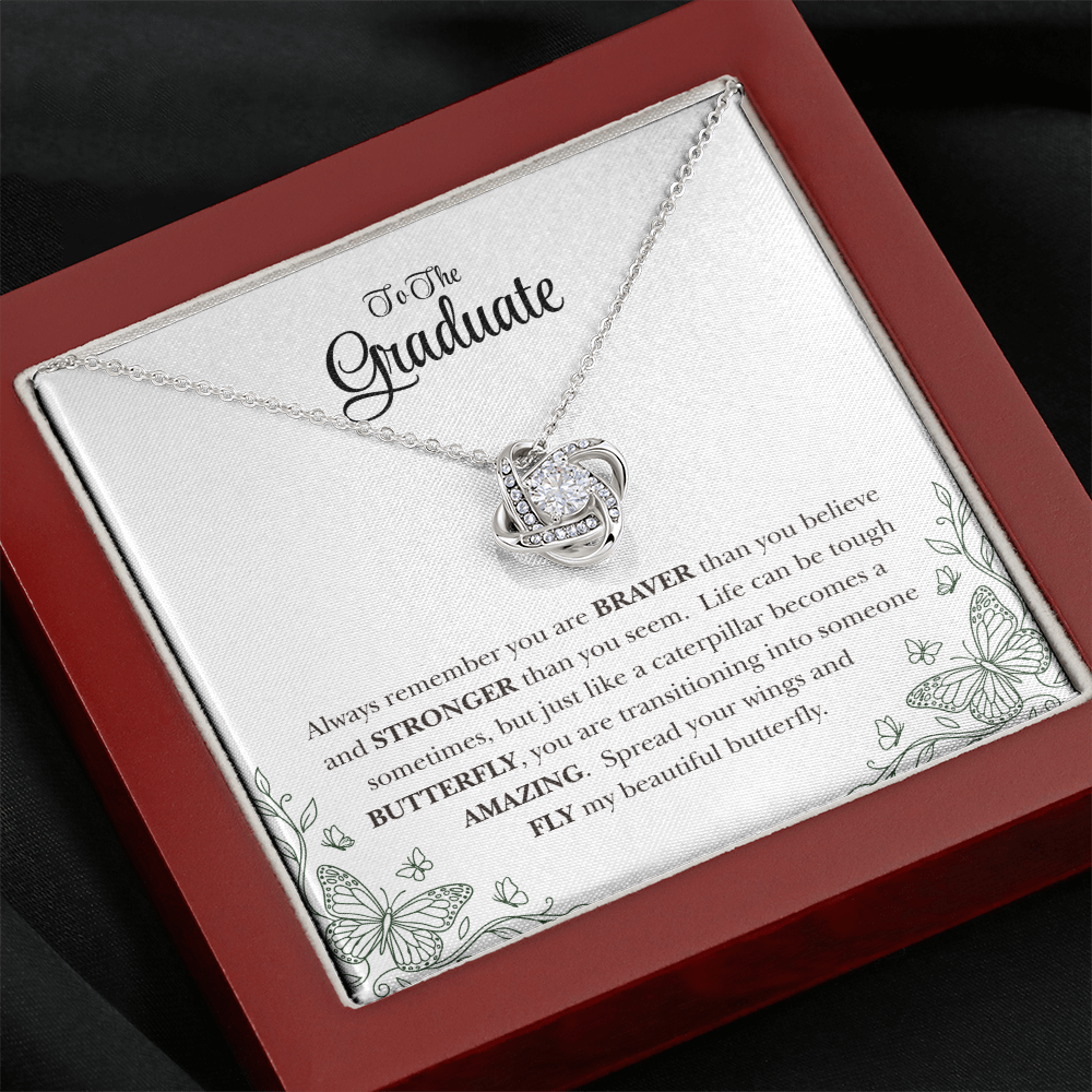To My Graduate Daughter Inspirational Love Knot Necklace Gift