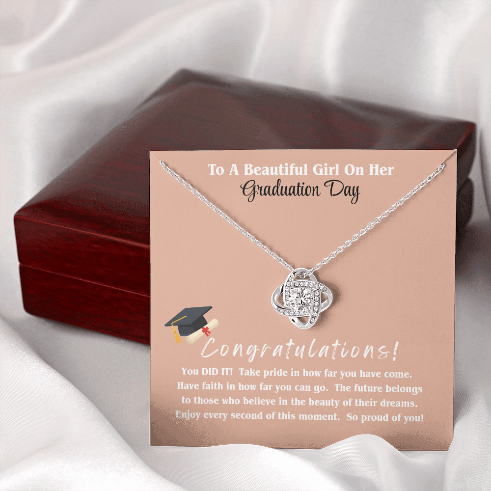 Graduation Gift Love Knot Necklace Daughter Forever Bond