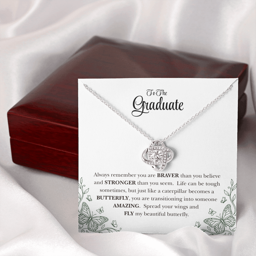 To My Graduate Daughter Inspirational Love Knot Necklace Gift