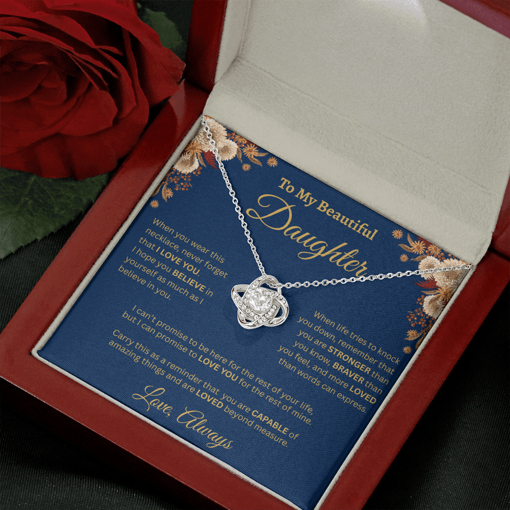 To My Beautiful Daughter Necklace – Golden Bloom Love & Strength Gift