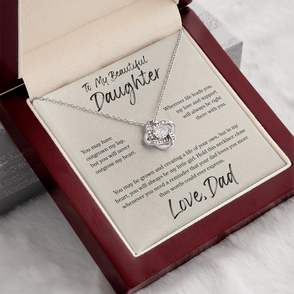 To My Daughter Love Knot Necklace – My Love Is Always With You Gift from Dad
