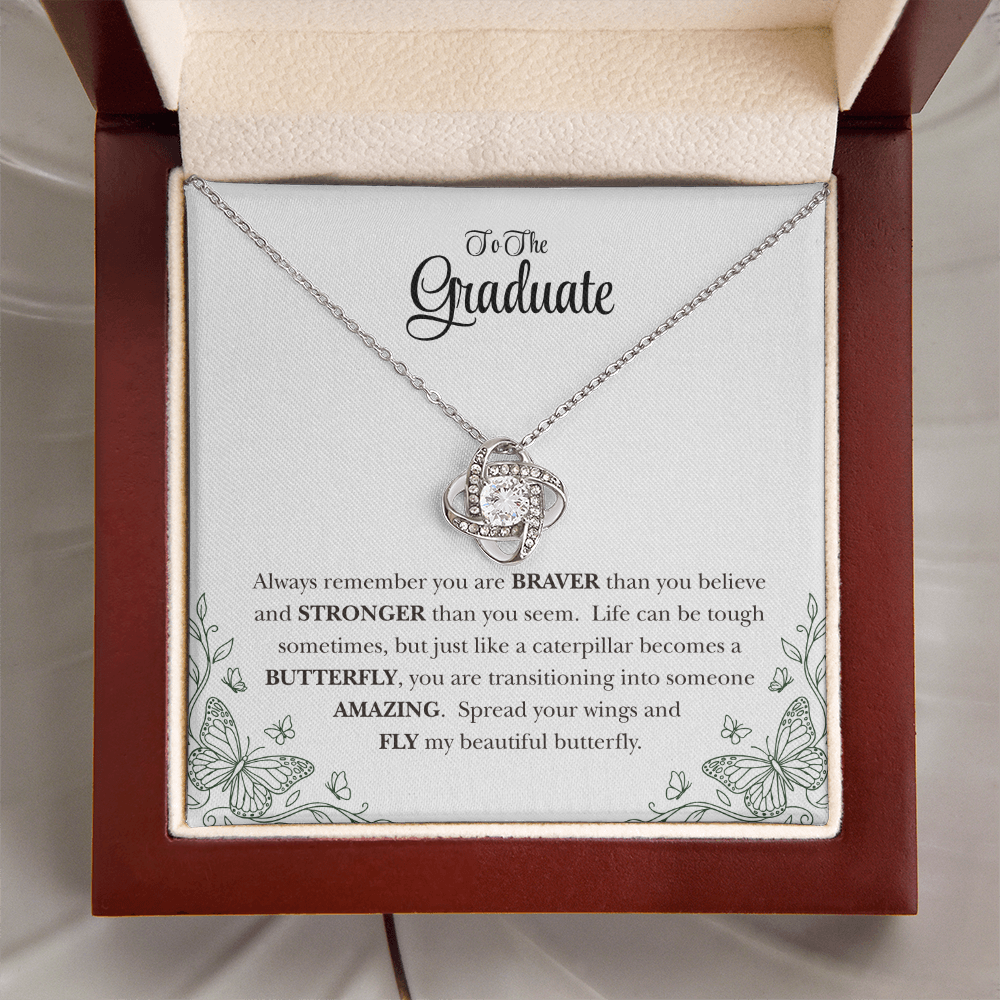 To My Graduate Daughter Inspirational Love Knot Necklace Gift