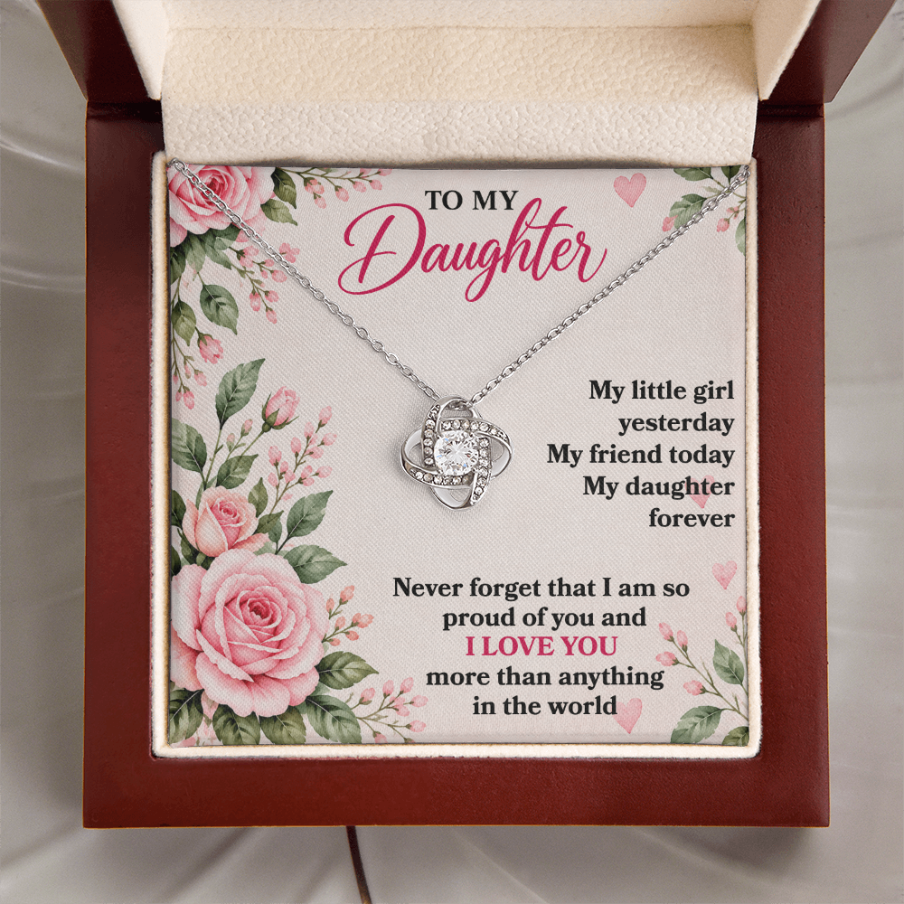 To My Daughter “My Little Girl Yesterday” Love Knot Necklace