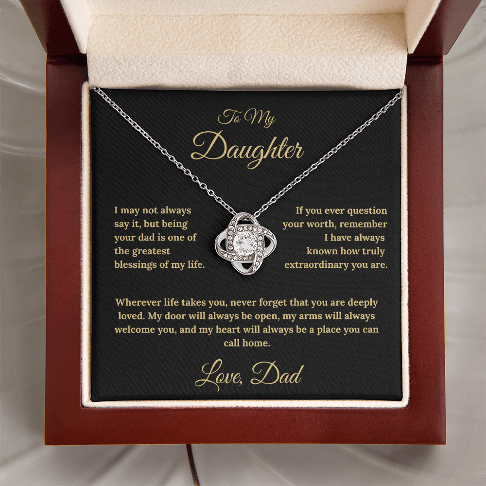 To My Daughter Love Knot Necklace – My Heart Is Your Home Gift from Dad