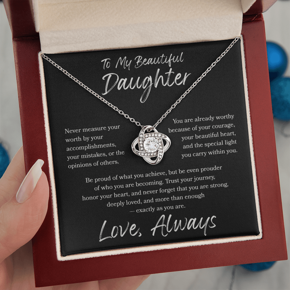 To My Daughter Love Knot Necklace – You Are More Than Enough Gift