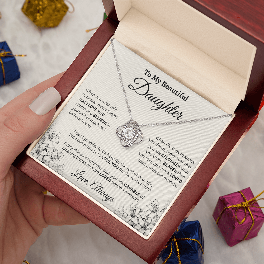 To My Beautiful Daughter Necklace – Wildflower Love & Strength Gift