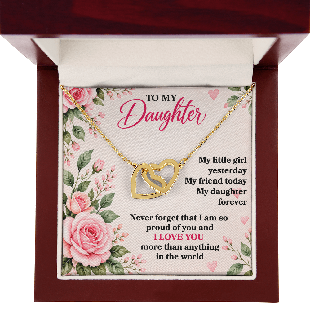 To My Daughter “My Little Girl Yesterday” Interlocking Hearts Necklace