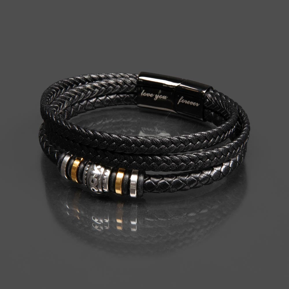 To My Grandson Graduation Leather Bracelet Gift From Grandma