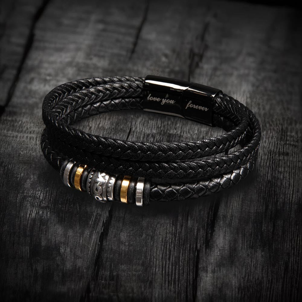 To My Grandson Graduation Leather Bracelet Gift From Grandma